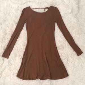 brown long sleeve dress